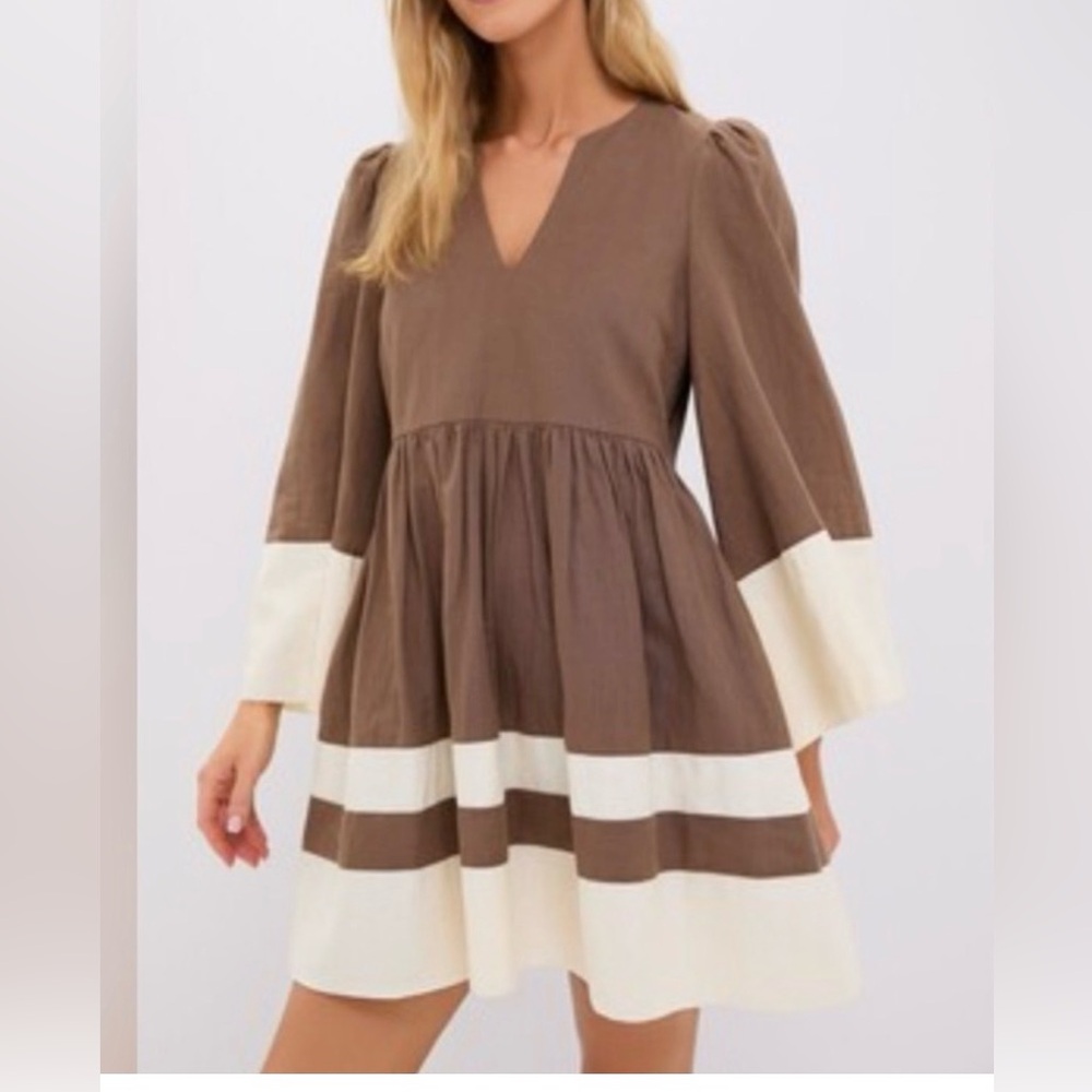 Tuckernuck Brown and Cream Izzie Dress NWT